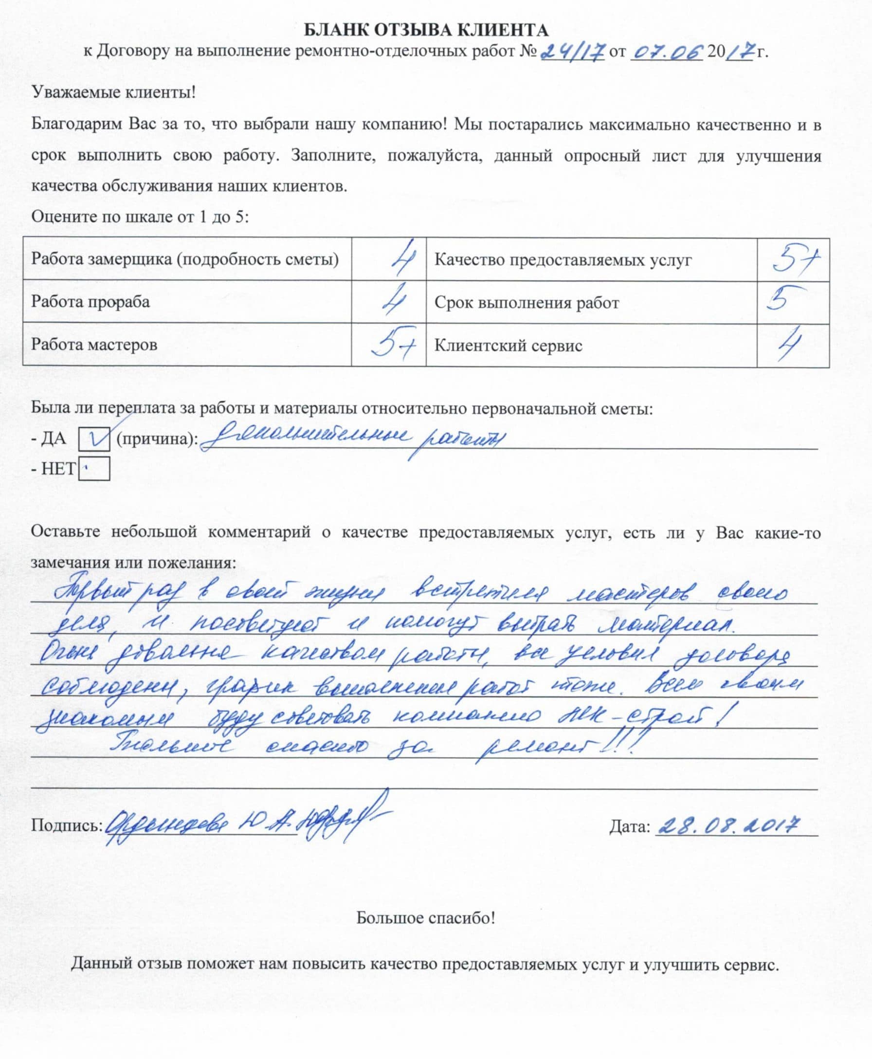 Благодарственное письмо клиента №6